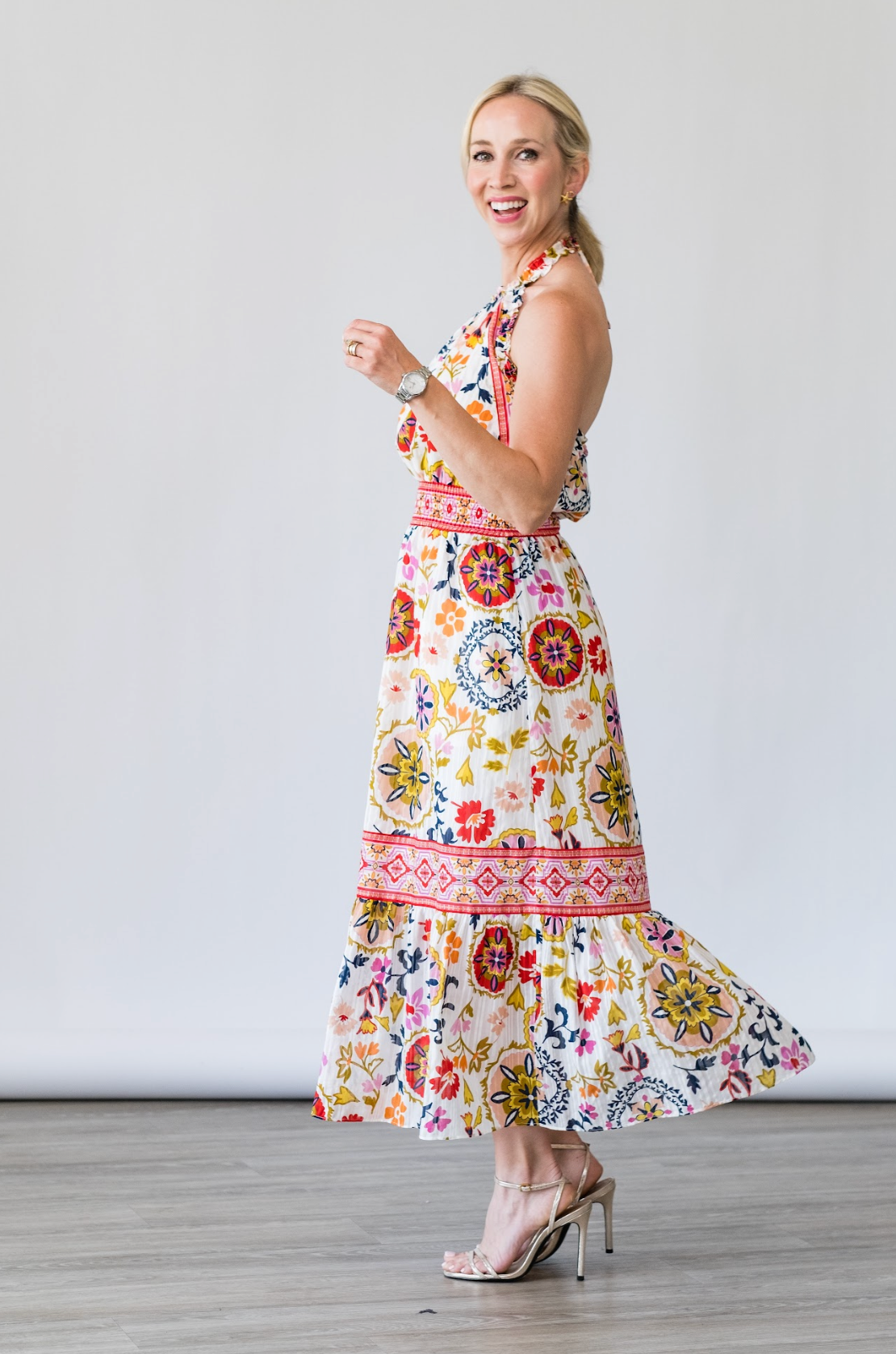 Delia Dress in White Maya Combo - Lukka Boutique