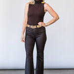 Bridget Boot Cut High Rise Coated Jean in Chocolate - Lukka Boutique