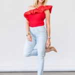 The Mid Rise Dazzler Crop Fray in Ahead Of Its Time - Lukka Boutique