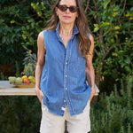 Fiona Sleeveless Button-up Shirt - Lukka Boutique