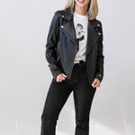 Ryder Leather Jacket in Black - Lukka Boutique