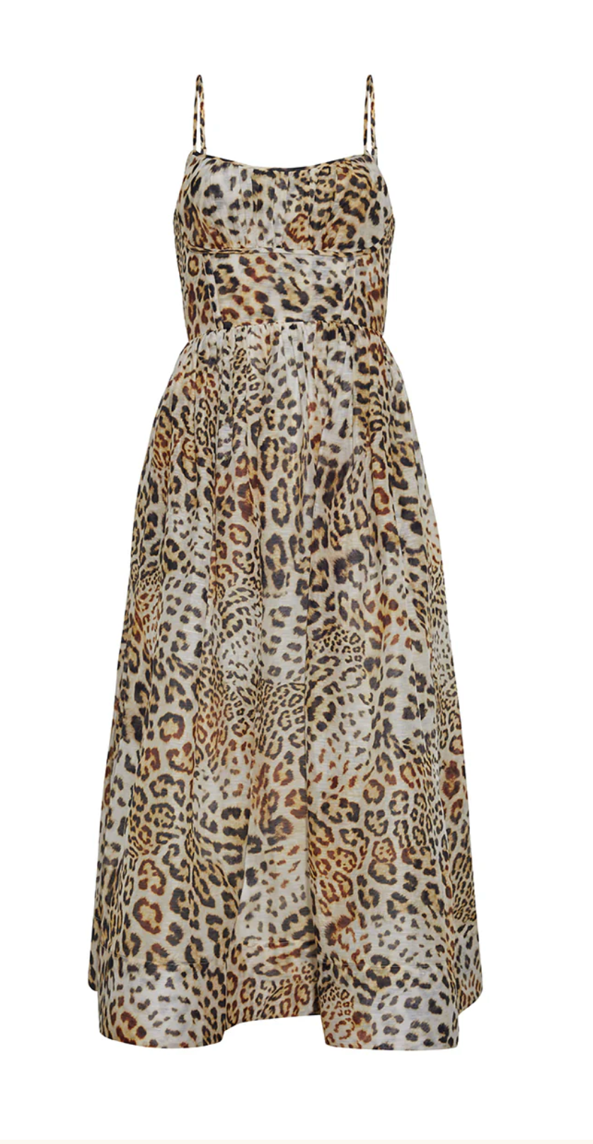 Alba Silk Linen Midi Dress in Cheetah Natural - Lukka Boutique