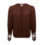 Ava Lace Cuff Blouse in Hot Fudge - Lukka Boutique
