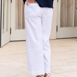 Wexford Trouser in White Performance Linen - Lukka Boutique