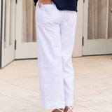 Wexford Trouser in White Performance Linen - Lukka Boutique