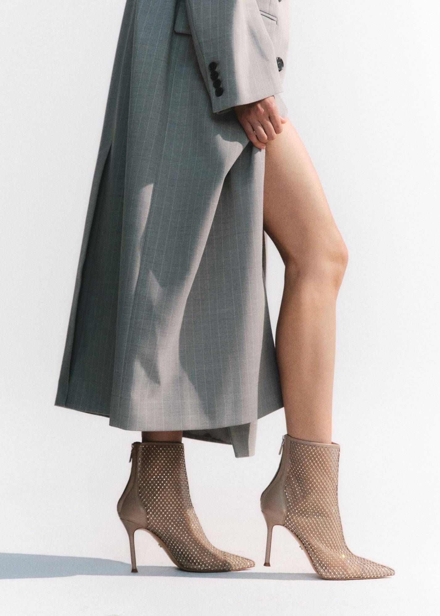 Gilda Booties in Nude Mesh - Lukka Boutique