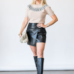 The Short Sleeve Cashmere Fairisle Sweater in Pink Sand - Lukka Boutique