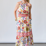 Delia Dress in White Maya Combo - Lukka Boutique