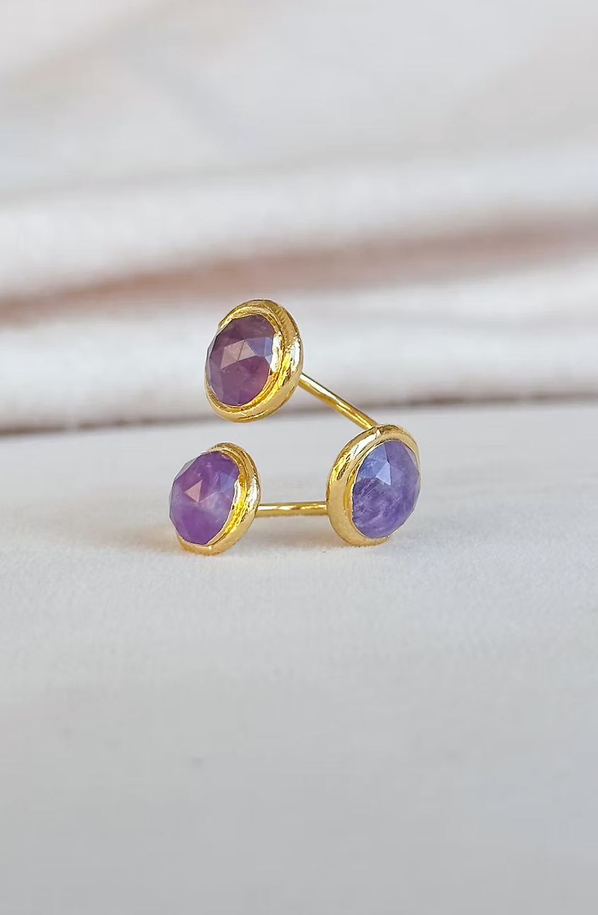Triple Ring Stone in Amethyst - Lukka Boutique