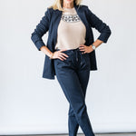 Rizetta Long Blazer in Copenhagen Night - Lukka Boutique