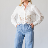 Seychelle Lace Button Down in White - Lukka Boutique