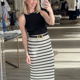 Boston Striped Midi Skirt in Birch - Lukka Boutique