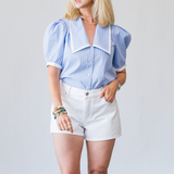The Stripe Sailor Blouse in Oxford Blue - Lukka Boutique