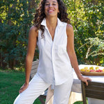 Fiona Sleeveless Button-up Shirt - Lukka Boutique