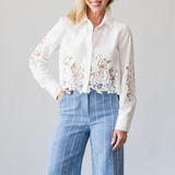 Seychelle Lace Button Down in White - Lukka Boutique