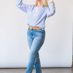 Henley Pullover in Azureous Combo - Lukka Boutique