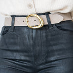 Gold Oval Buckle Natural Belt - Lukka Boutique