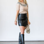 The Short Sleeve Cashmere Fairisle Sweater in Pink Sand - Lukka Boutique