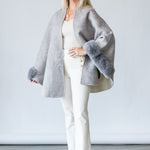 Cape with Faux Fur Trim in Grey - Lukka Boutique