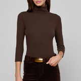 Aja Turtleneck 3/4 Sleeve in Coffee Bean - Lukka Boutique