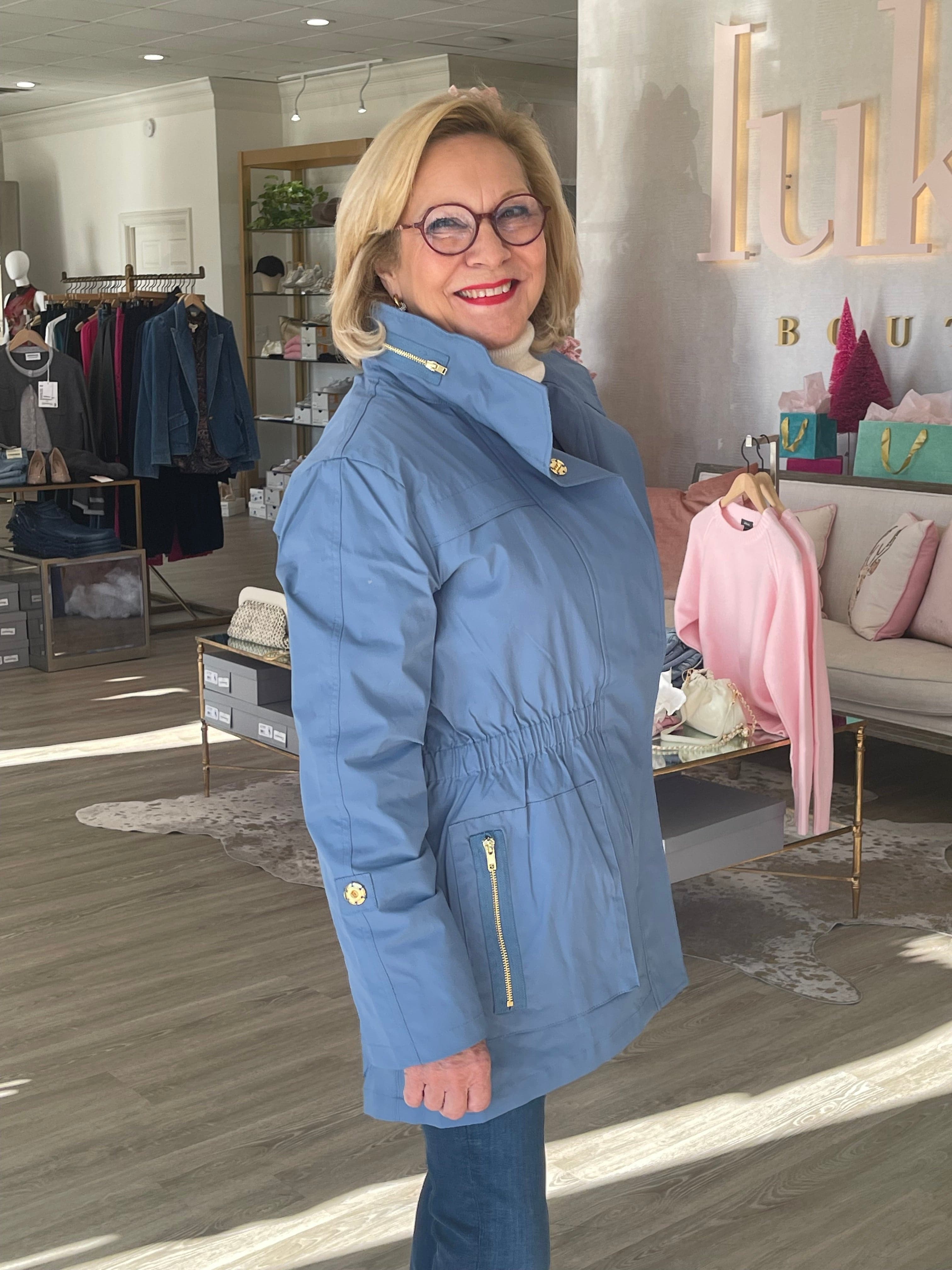 Tess Rain Jacket in French Blue -S - Lukka Boutique
