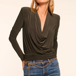 Eden Jersey Cowl Neck Top in Deep Olive - Lukka Boutique