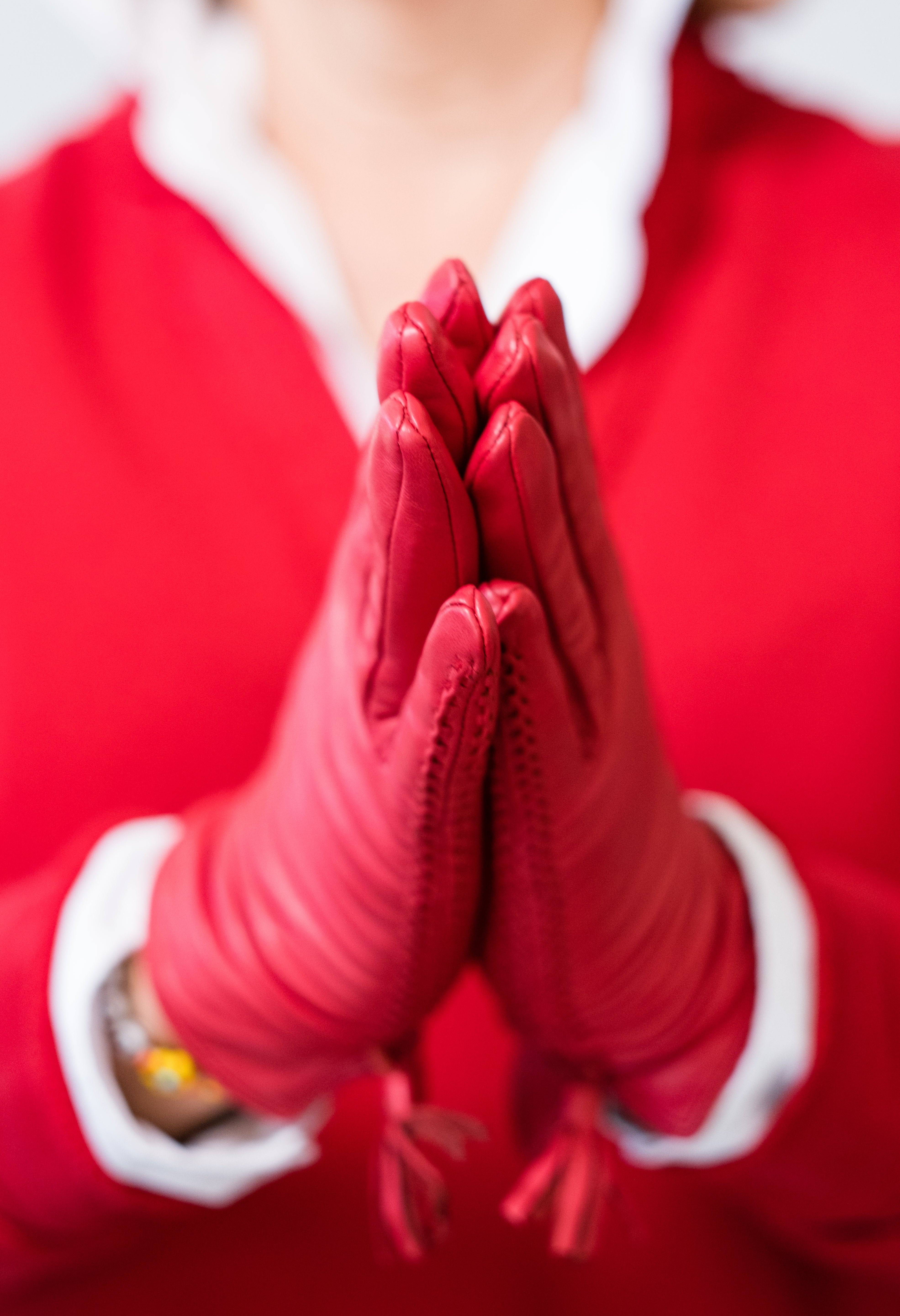 Jenske Leather Gloves in Red Berry - Lukka Boutique