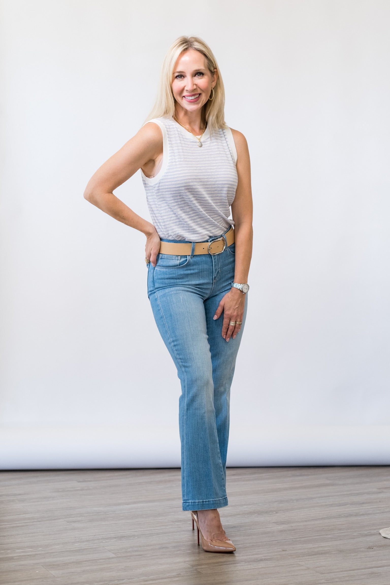 Muscle Crew Tee in Light Chambray - Lukka Boutique