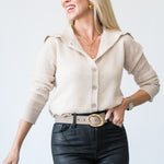 Button Cashmere Cardigan in Sand - Lukka Boutique
