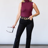 Kendra H/R Cropped Flare Jean in Black