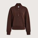Sally Half Zip Sweat in Coffee Bean Marl - Lukka Boutique