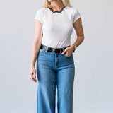 Short Sleeve Gold Tipped Ringer Tee - Lukka Boutique