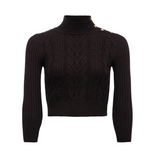 Kamdyn Cable Mock Neck Sweater in Coffee Bean/Gold