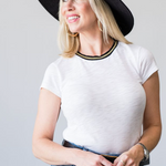 Short Sleeve Gold Tipped Ringer Tee - Lukka Boutique