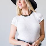 Short Sleeve Gold Tipped Ringer Tee - Lukka Boutique