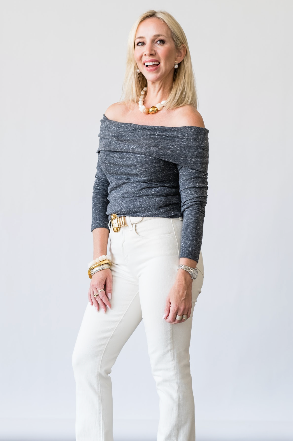 Asymmetric Long Sleeve Top in Dark Grey Melange - Lukka Boutique