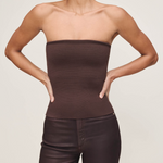Knit Tube Top in Brown - Lukka Boutique