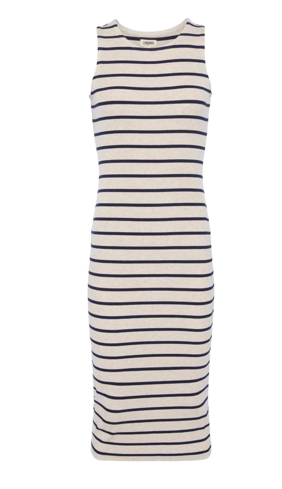Nura Racerback Midi Dress in Oat/Navy Stripe - Lukka Boutique