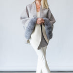 Cape with Faux Fur Trim in Grey - Lukka Boutique