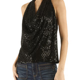 Alice Beaded Mesh Halter Top in Black - Lukka Boutique