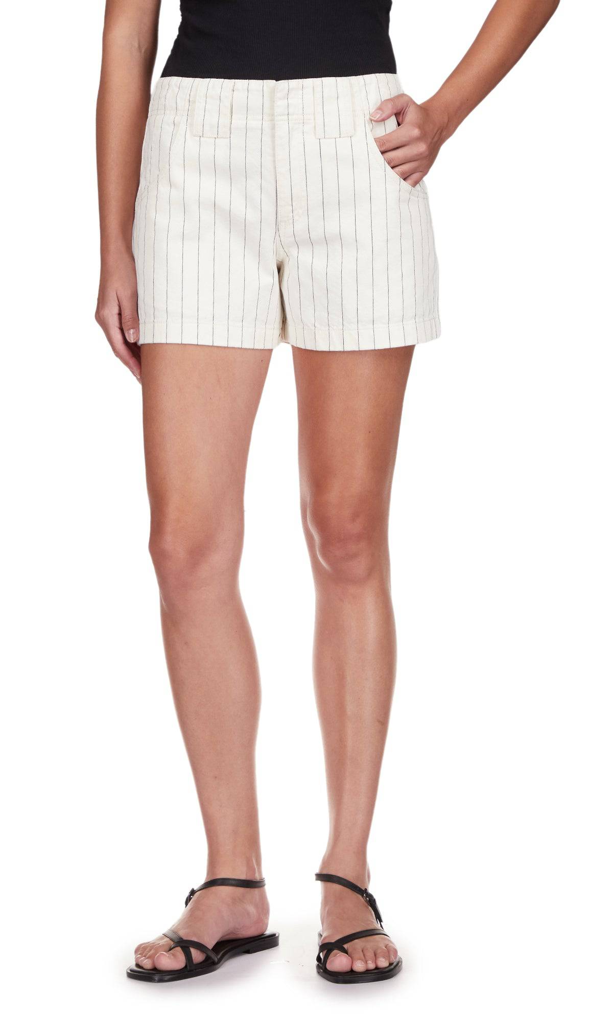 Arden Short in Bleached White Pinstripe - Lukka Boutique
