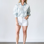 Chemise Denim Brodee Button Down in Light Blue - Lukka Boutique