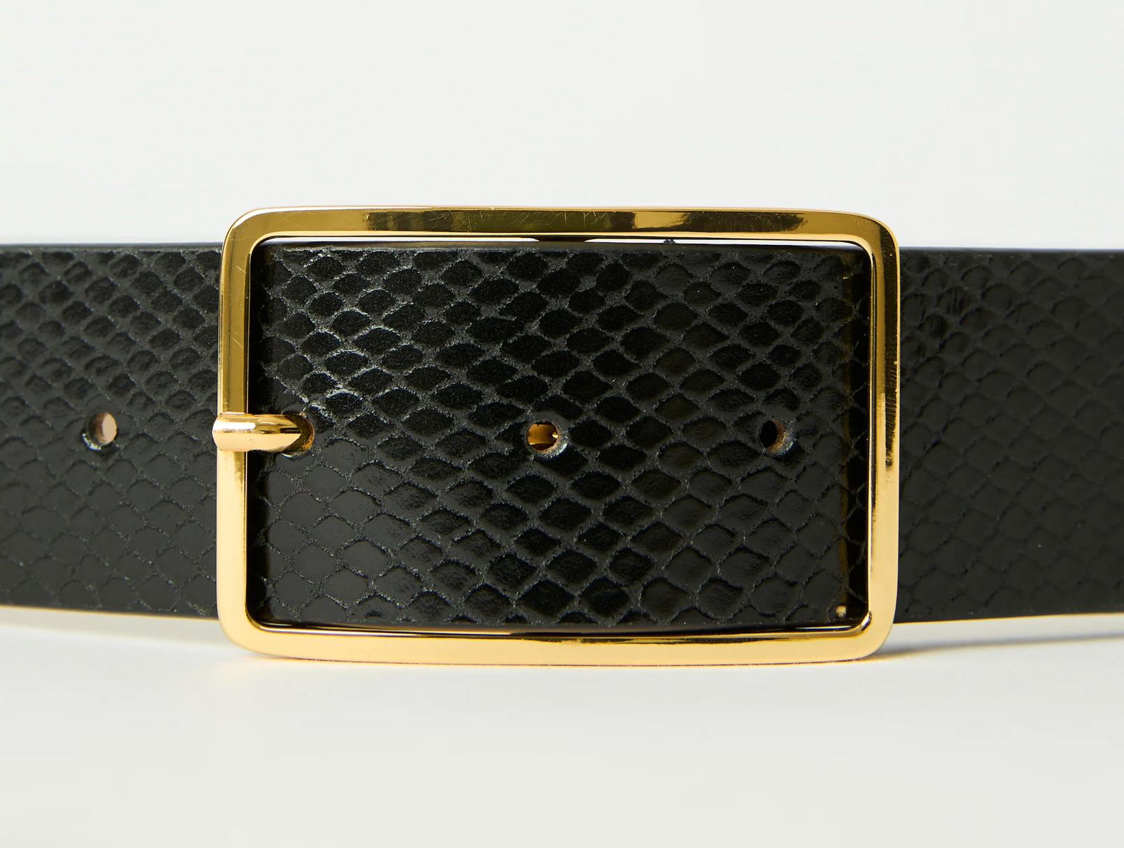 Milla Python Leather Belt in Black Gold - Lukka Boutique