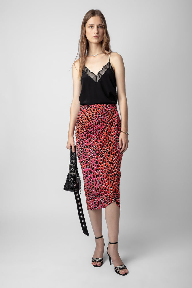 
                  
                    Jamelia Red leopard print midi skirt
                  
                