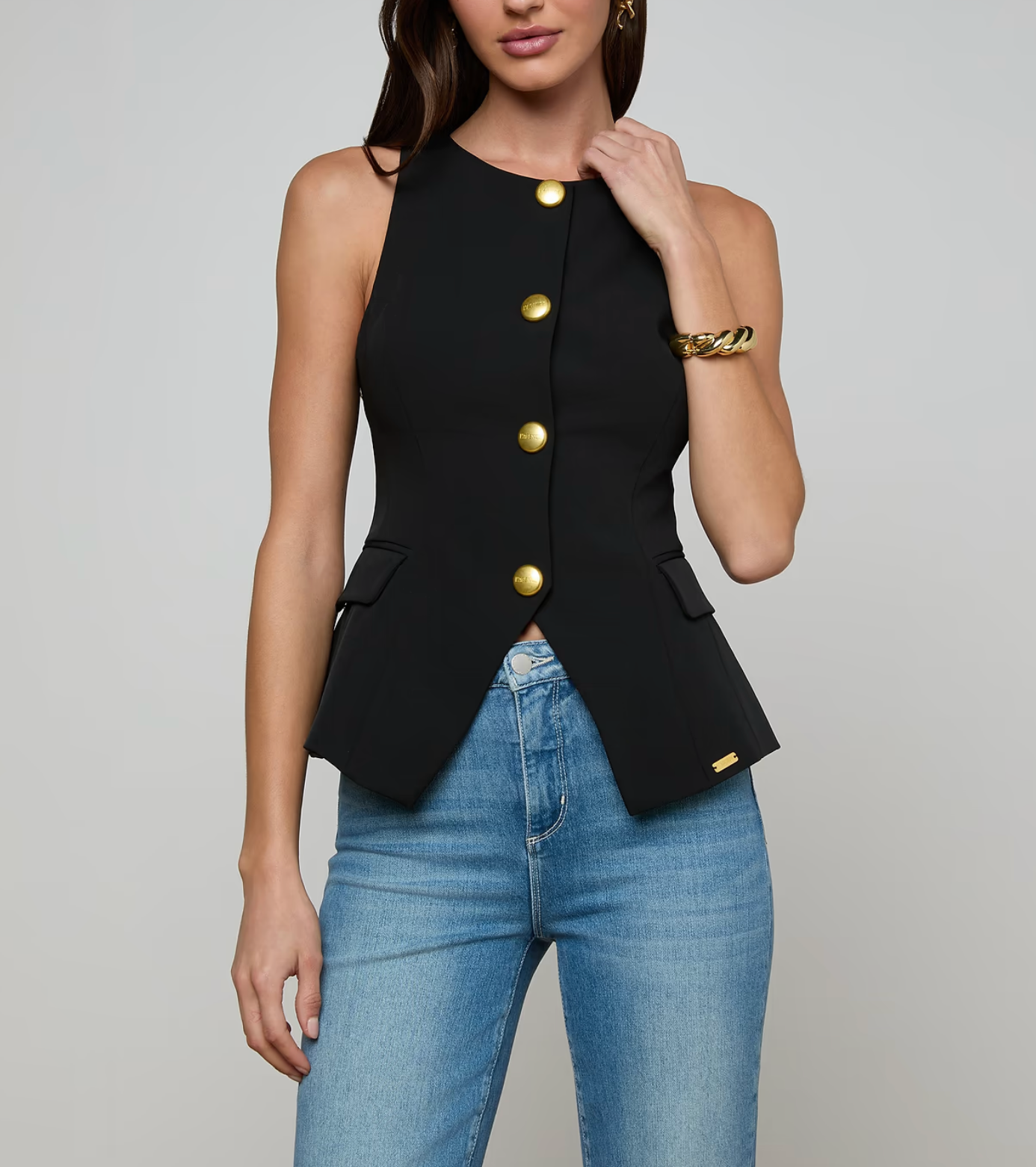 Tessa Racer Neck Vest in Black - Lukka Boutique