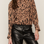 Rebel Button Front Top in Mocha Leopard - Lukka Boutique