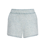 Ashley Fringe Short in Light Blue/Ivory Chevron - Lukka Boutique