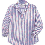 Barry Tailored Button Up Shirt in Pink Flowers Blue Stripe - Lukka Boutique