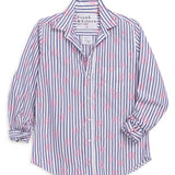 Barry Tailored Button Up Shirt in Pink Flowers Blue Stripe - Lukka Boutique
