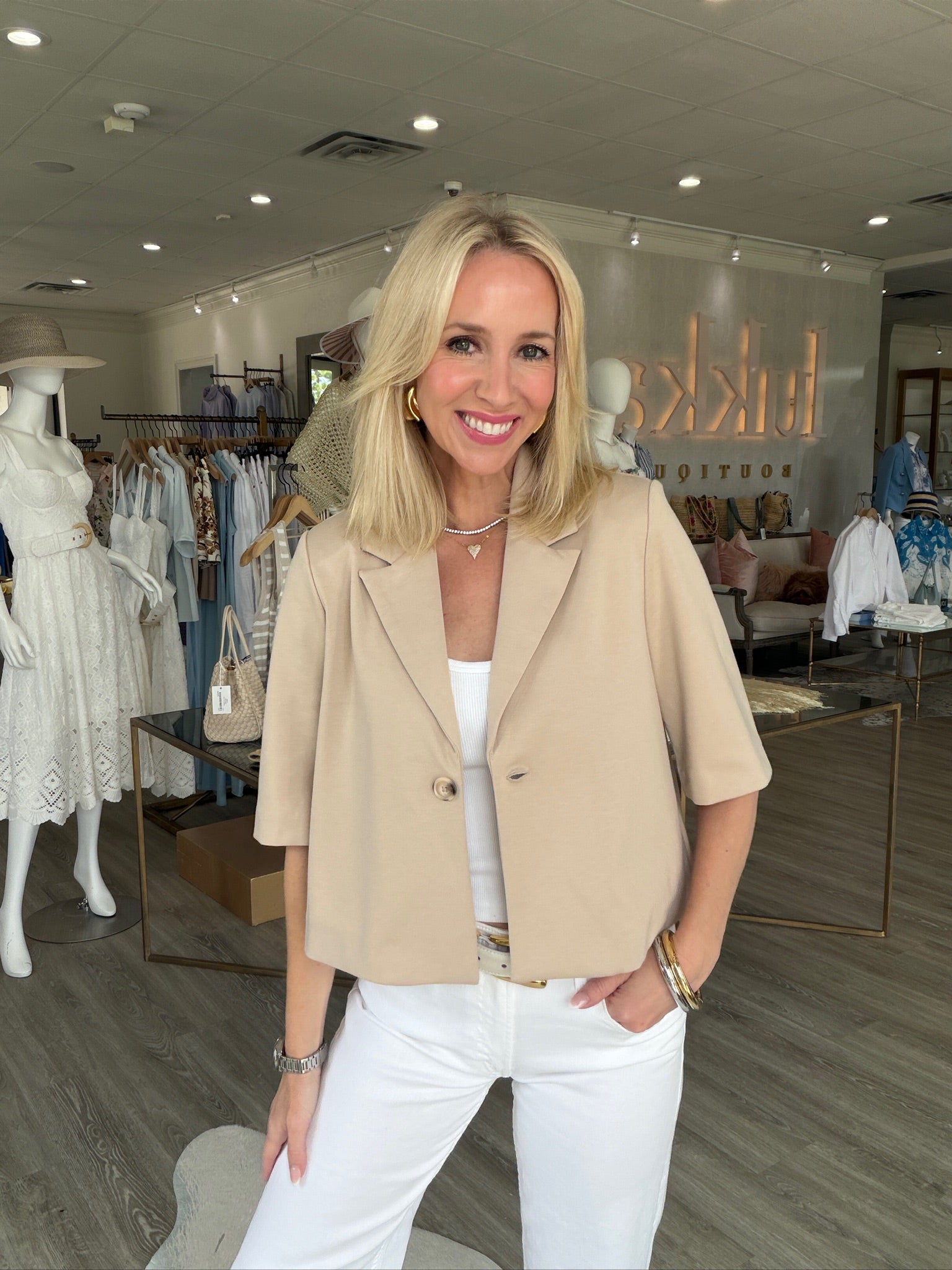 Kate Sus Cropped Blazer in Doeskin - Lukka Boutique